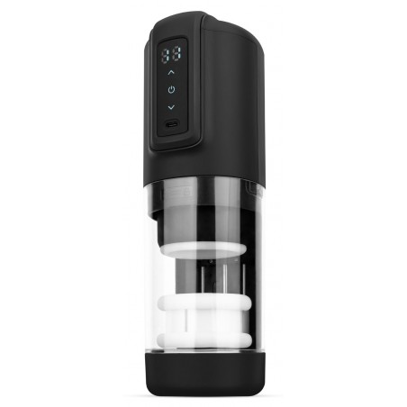 Masturbateur Cx10S Noir - Va-Et-Vient Et Vibrations - Gaine Structurée - Rechargeable - 12,5 cm / Ø 5 cm - Cruizr