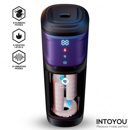 Masturbateur Chauffant Nextor Noir - Frottements Et Vibrations - Rechargeable - 14 / Ø 3,5 cm - Intoyou
