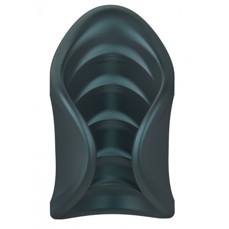 Masturbateur Vibrant Starter Noir - Forme De Coquille Ondulée Et Strié - Waterproof - Rechargeable - 7,5 cm / Ø 3,5 cm - Man.Wan
