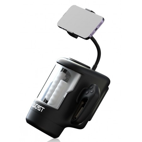 Masturbateur Chauffant WingXP - Va-Et-Vient Et Vibrations - 2 Poignées - Support Smartphone - Rechargeable - 14 cm - Blowcast