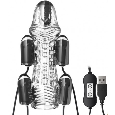 Gaine De Masturbation Vibrante Vibe Extreme - Texturée - Rechargeable - 14 cm / Ø 3 cm - Fukr