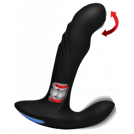 Stimulateur De Prostate Vibrant Et Rotatif P-Trigasm Noir - Bille Oscillante - Etanche - USB - 13 cm / Ø 3,6 cm - Alpha Pro
