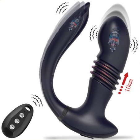 Stimulateur De Prostate Va-Et-Vient Mega Thrusty Noir - Télécommandé - Rechargeable - DE 11 A 12 cm / Ø 3,6 cm - Fukr