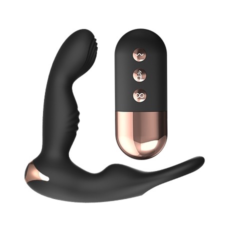 Stimulateur de Prostate Knock Noir - Anneau Ballring - Télécommandé - Rechargeable - 10 cm / Ø 2,8 cm - Analtech