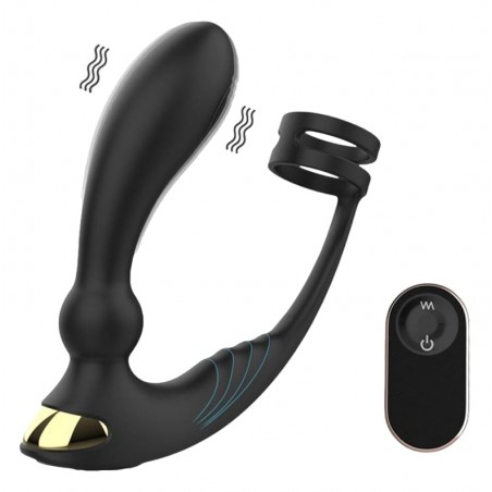 Stimulateur de Prostate Kings Landing + Cockring - Effets Doigté - Télécommandé - Rechargeable - 13 cm / Ø 3,3 cm - Analtech