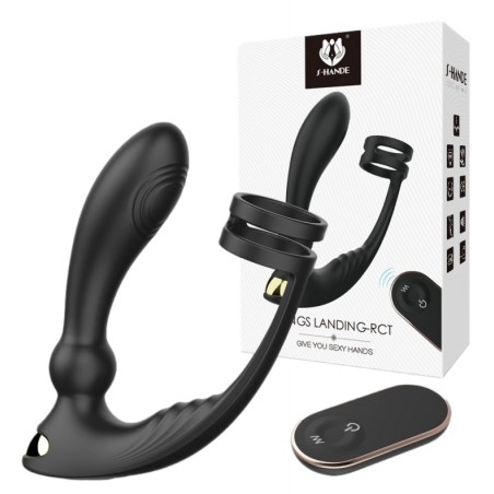 Stimulateur de Prostate Kings Landing + Cockring - Effets Doigté - Télécommandé - Rechargeable - 13 cm / Ø 3,3 cm - Analtech