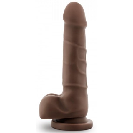 Gode Flexible A Ventouse Ou Harnais Basic Up Marron - Avec Testicules - Souple Et Réaliste - 14 cm / Ø 3,5 cm - Dr Skin