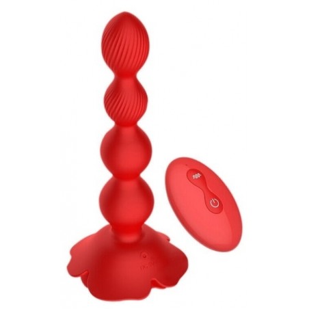 Plug Anal Rotatif Rosebird Rouge - A 4 Boules - Télécommandé - Waterproof - Rechargeable - 15 cm / Ø De 2,7 A 3,5 cm - Analtech