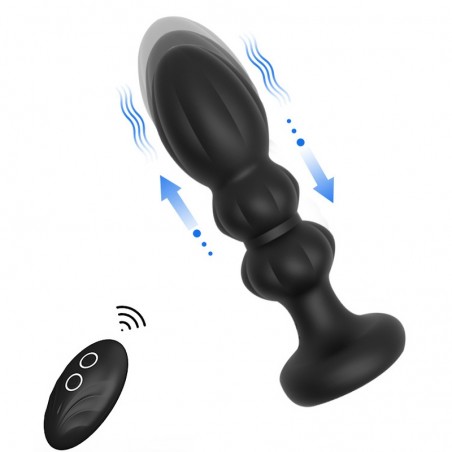 Plug Anal Va-Et-Vient Kingy Noir - A 3 Boules - Télécommandé - Waterproof - Rechargeable - 14 cm / Ø De 3,8 A 4,2 cm - Analtech