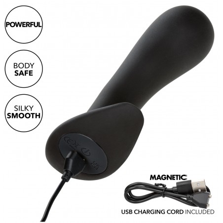 Plug Anal Courbé Vibrant Curvedrock Noir - Waterproof - Rechargeable - 10 cm / Ø 4,2 cm - Calexotics