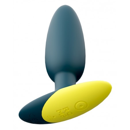 Plug Anal Vibrant Bass Bleu Et Jaune - Waterproof - Rechargeable - 8,5 cm / Ø 3 cm - Romp