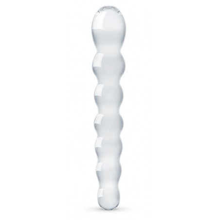 Double Gode - Dildo N°19 Transparent - 7 Boules - Verre Thermo Réactif - Chaud / Froid - 20 cm / Ø De 2,4 cm A 3,3 cm - Gildo