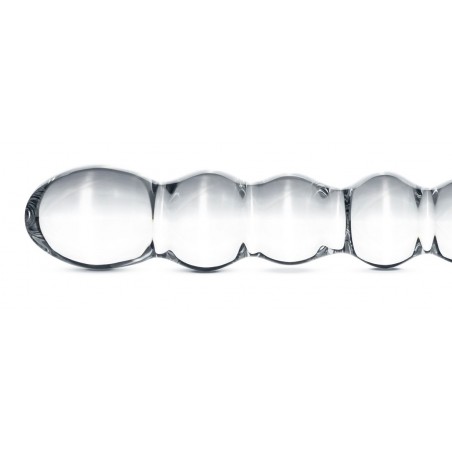 Double Gode - Dildo N°19 Transparent - 7 Boules - Verre Thermo Réactif - Chaud / Froid - 20 cm / Ø De 2,4 cm A 3,3 cm - Gildo