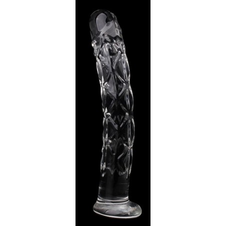 Gode Diaglass S - Structuré Transparent - Verre Thermo Réactif - Chaud / Froid - Waterproof - 15,5 cm / Ø 3 cm - ClearlyHorny