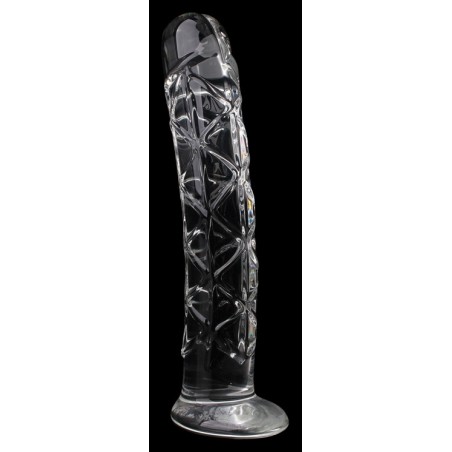 Gode Diaglass L - Structuré Transparent - Verre Thermo Réactif - Chaud / Froid - Waterproof - 20 cm / Ø 3,8 cm - ClearlyHorny