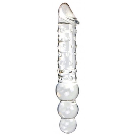 Gode Threeball L - 2 Côtés Différents - Verre Thermo Réactif Chaud / Froid - De 11 A 20 cm / Ø De 3,8 A 5 cm - ClearlyHorny