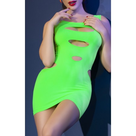 Robe Extensible Verte Fluo Ceylia - Larges Ouvertures Devant / Côtés / Dos - Taille : S / M - Chilirose