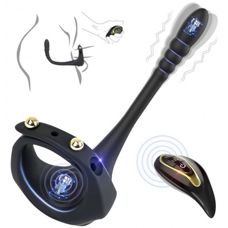 Cockring Et Plug Lord Vibrant - Télécommandé - Rechargeable - Cockring Ø De 3,8 A 5,5 cm - Plug Anal 16 / Ø 1,8 cm - AnalTech