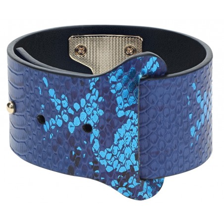 Menottes De Poignets Florence Bleu Irisé - Fermeture A Boucle - Mousquetons Et Chaines En Métal Doré - De 17 A 23 cm - Ouch