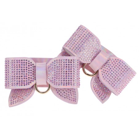 Menottes De Chevilles Paris Rose - Nœud Papillon - Fermeture A Boucle - Mousquetons Et Chaines Dorés - De 23 A 30 cm - Ouch
