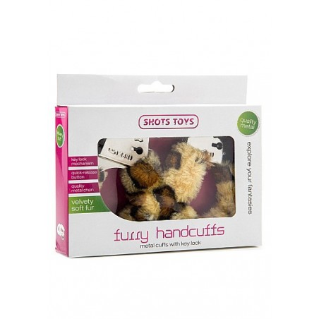 Menottes Furry Avec Fourrure Léopard Pour Poignets - Métal Argenté - 2 Jeux De Clés - Shot Toys