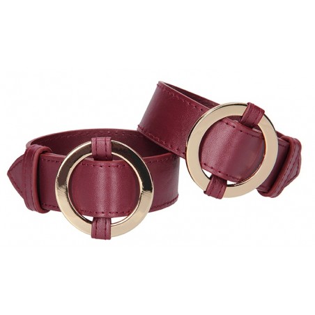 Menottes Poignets Halo Cuff Rouge - Attache Centrale Avec Mousqueton - Métal Doré - Ø 27 cm / 5 cm - Ouch