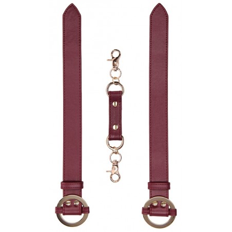 Menottes Poignets Halo Cuff Rouge - Attache Centrale Avec Mousqueton - Métal Doré - Ø 27 cm / 5 cm - Ouch