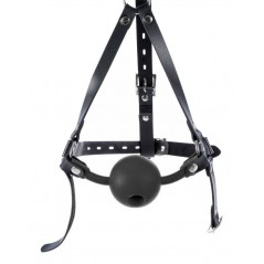 Bâillon Muselière Enjoy Wax Noir - Boule Percée Ø 4,9 Cm - Harnais A Sangles Réglables - BDS Master