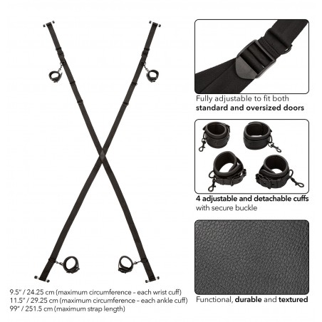 Kit De Bondage Pour Porte Over The Door Cross - Sangle En Croix - 2 Paires De Menottes Ajustables - Calexotics