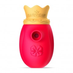 Stimulateur Avec Langue Et Aspiration - Queen Rouge Et Doré - Waterproof - Rechargeable - 8,5 cm / Ø 4,5 cm - Unihorn