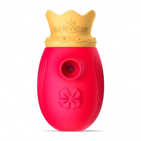 Stimulateur Avec Langue Et Aspiration - Queen Rouge Et Doré - Waterproof - Rechargeable - 8,5 cm / Ø 4,5 cm - Unihorn