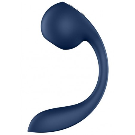 Rabbit - Pro+ Wave 4 Bleu - Air Pulsé Et Ondes En Spirale - Connecté - Rechargeable - Waterproof - 15 cm / Ø 3,5 cm - Satisfyer