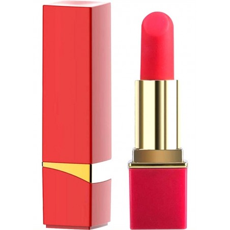 Stimulateur Clitoridien Lipstick Rock Rouge Et Doré - Forme De Rouge A Lèvres - USB - Etanche - 9,2 cm / Ø 2,3 cm - Generique