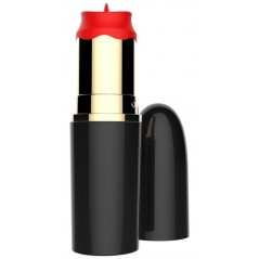 Stimulateur Clitoridien A Langue Lipstick Rouge Et Doré - Forme De Rouge A Lèvres - USB - Etanche - 8 cm / Ø 2,5 cm - Generique