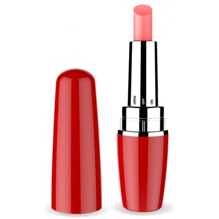 Stimulateur Clitoridien Viblips Rouge Et Argent - Forme de Rouge A Lèvres - 9,5 cm / Ø 2,5 cm - Latetobed