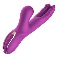 Rabbit Vibrant Nico Violet - 2 Doigts Vaginaux / Tapotements Clitoridien - Waterproof - Rechargeable - 12 cm / Ø 3,7 cm - Action