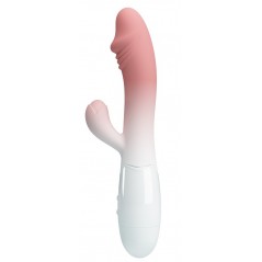 Rabbit Vibrant Snappy Bicolore Rose Et Blanc - Forme Semi-Gland - 19 cm / Ø 3,2 cm - Pretty Love