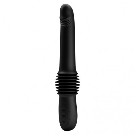 Gode Vibrant Pazuzu Noir - Fonction Va-Et-Vient - Vaginal Ou Anal - Etanche - USB - De 15 A 22 cm / Ø 3,5 cm - Pretty Love