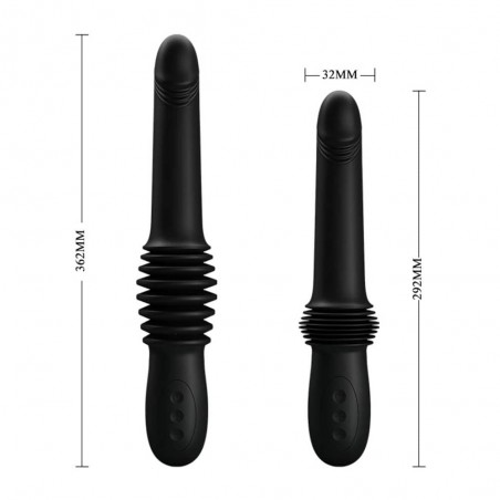 Gode Vibrant Pazuzu Noir - Fonction Va-Et-Vient - Vaginal Ou Anal - Etanche - USB - De 15 A 22 cm / Ø 3,5 cm - Pretty Love