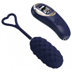 Œuf Vibrant - Vivian Bleu Texturé - Télécommandé - Waterproof - Rechargeable - 7 cm / Ø 3 cm - Pretty Love