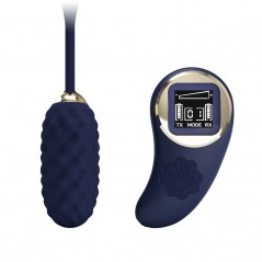 Œuf Vibrant - Vivian Bleu Texturé - Télécommandé - Waterproof - Rechargeable - 7 cm / Ø 3 cm - Pretty Love