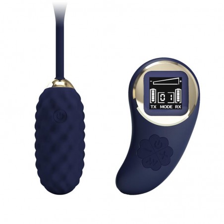 Œuf Vibrant - Vivian Bleu Texturé - Télécommandé - Waterproof - Rechargeable - 7 cm / Ø 3 cm - Pretty Love