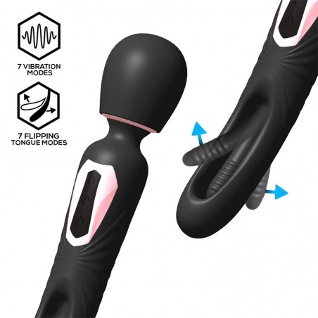 Vibromasseur A Langue Ou Wand - Lexy 2 Noir - Massage - Waterproof - Rechargeable - 11 cm / Ø 3,2 cm - Intoyou