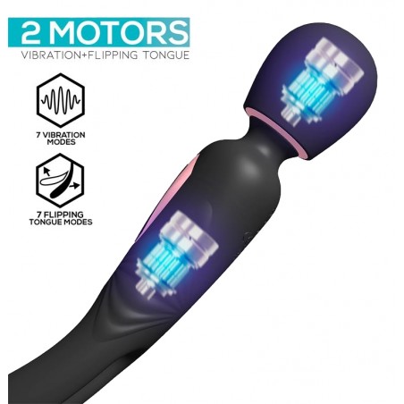 Vibromasseur A Langue Ou Wand - Lexy 2 Noir - Massage - Waterproof - Rechargeable - 11 cm / Ø 3,2 cm - Intoyou