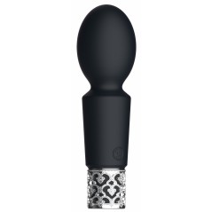 Stimulateur clitoridien - Mini Wand Compact Brillant Noir - Waterproof - Rechargeable - 12 cm / Ø 3,5 cm - Royal Gems
