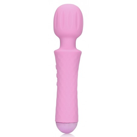 Stimulateur clitoridien Compact - Mini Wand Pinkie Rose - Waterproof - Rechargeable - 20 cm / Ø 4,6 cm - Loveline