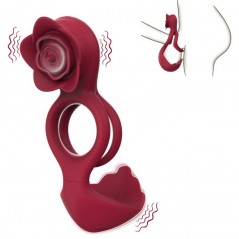 Ballstrecher Rosevibs Rouge - Sac A Bouses - Rose Clitoridienne Vibrante - Etanche - USB - 12 cm / Ø 3,3 Et 4 cm - MyPlayToys