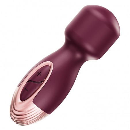 Stimulateur clitoridien Compact - Mini Wand Strong Vibes Bordeaux - Waterproof - Rechargeable - 12 cm / Ø 3,8 cm - MyPlayToys