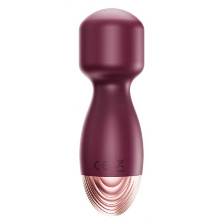 Stimulateur clitoridien Compact - Mini Wand Strong Vibes Bordeaux - Waterproof - Rechargeable - 12 cm / Ø 3,8 cm - MyPlayToys