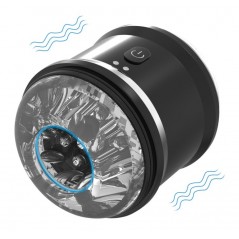Masturbateur Vibrant - Ludick Noir - Ouvert Des 2 Cotés - Rechargeable - 10,5 cm / Ø 8,5 cm - Suckmetoys